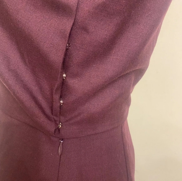 J. Crew Burgundy Wine V-Neck Midi Women's Dress Wool Size 00 NWT - Picture 8 of 10